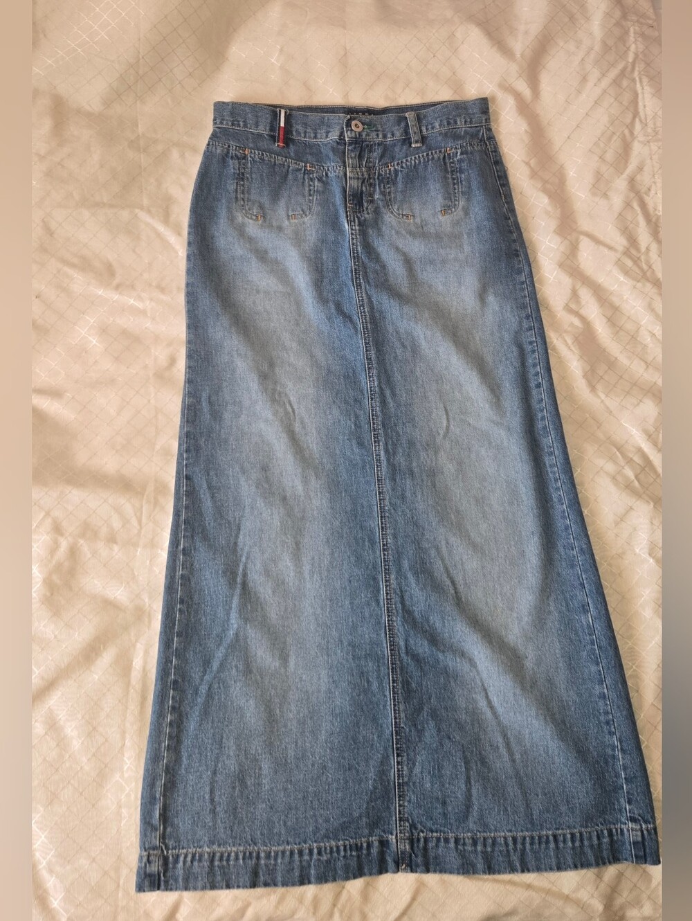 Classic Light Blue Denim Maxi Skirt - Picture 1 of 6